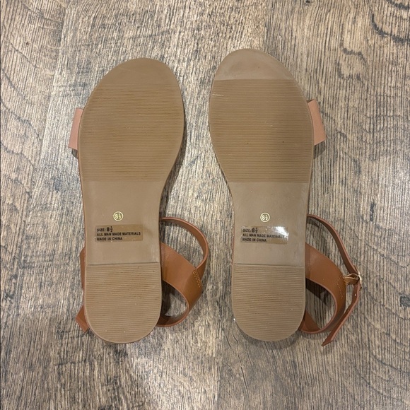 Lulu's Tan and Brown Ankle Strap Sandals - Picture 2 of 4